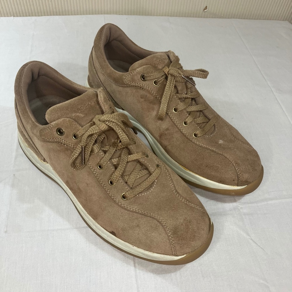 Rockport Mens MW322M Tan Suede Leather Walking Sneakers Size 11 Brown Gum Sole